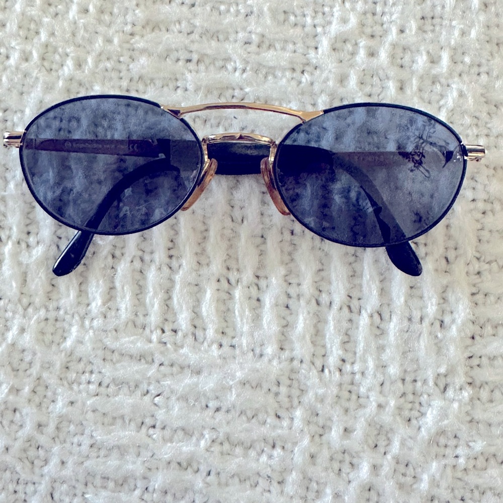 Vintage Sergio Tacchini Black Gold Oval 🕶️ Sunglasses